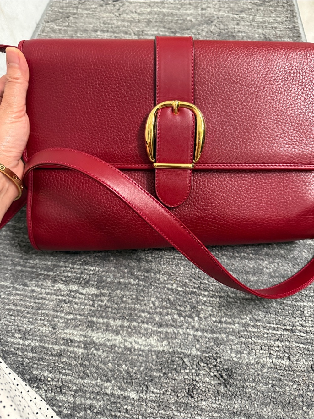 Authentic Gucci Red Leather bag  Shoulder Bag with Gold Buckle
